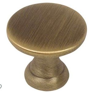Set of 10 Brushed Antique Brass flat faced cabinet pull knobs - 7/8” diameter